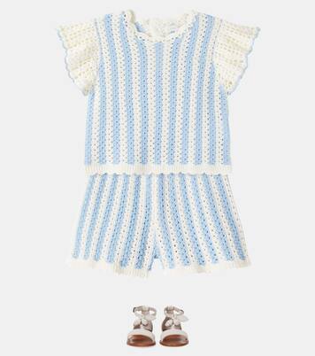 Mekylane crochet striped cotton shorts | Louise Misha