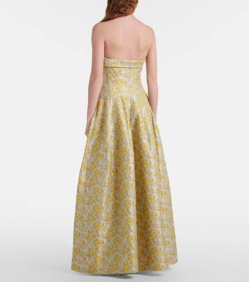 Octavia floral jacquard bustier gown | Simkhai