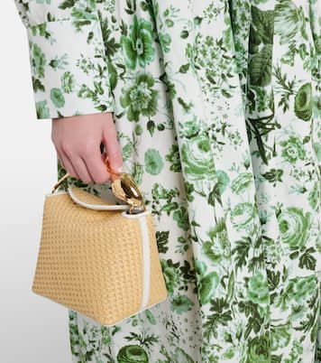 Henkeltasche Bloom Mini aus Raffiabast mit Leder | Erdem