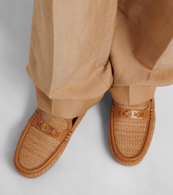 Gommino leather-trimmed raffia loafers | Tod's