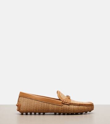 Gommino leather-trimmed raffia loafers | Tod's
