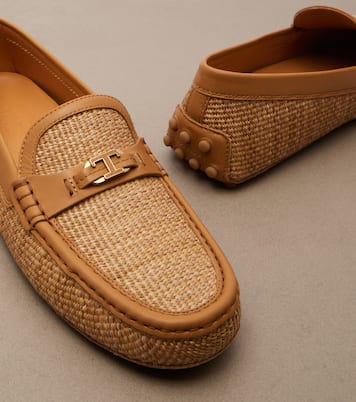 Gommino leather-trimmed raffia loafers | Tod's