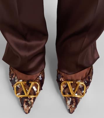 Slingback-Pumps VLogo Siganture mit Pailletten | Valentino Garavani