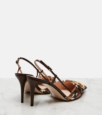 Signature VLogo sequined slingback pumps | Valentino Garavani