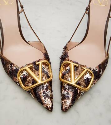 Signature VLogo sequined slingback pumps | Valentino Garavani