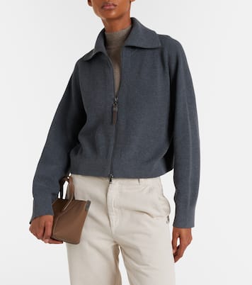 Cotton zip-up cardigan | Brunello Cucinelli