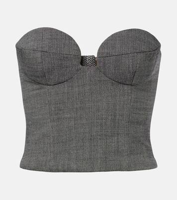 Herringbone wool-blend bustier top | Magda Butrym