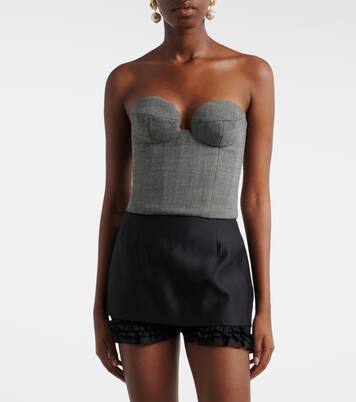 Herringbone wool-blend bustier top | Magda Butrym