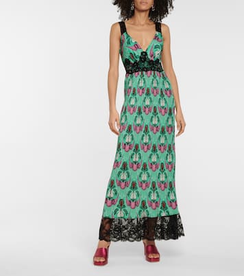 Bedrucktes Midikleid mit Spitze | Rabanne