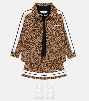Leopard-print logo track skirt | Palm Angels Kids