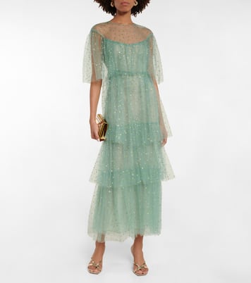 Verziertes Midikleid aus Tüll | Monique Lhuillier