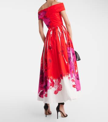 Robe longue en coton à encolure bardot | Erdem