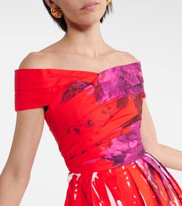 Robe longue en coton à encolure bardot | Erdem