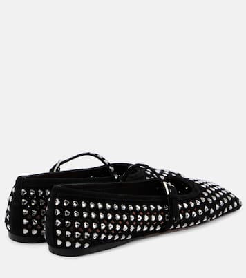 Ane crystal-embellished leather Mary Jane flats | Amina Muaddi