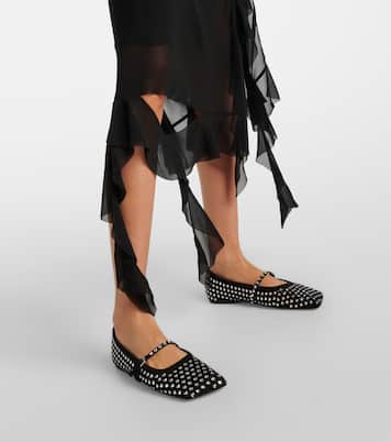 Ane crystal-embellished leather Mary Jane flats | Amina Muaddi
