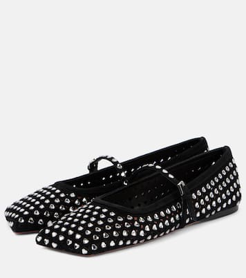 Ane crystal-embellished leather Mary Jane flats | Amina Muaddi