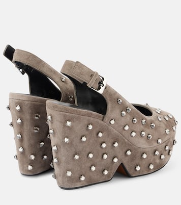Wedges Davina aus Veloursleder mit Kristallen | Clergerie