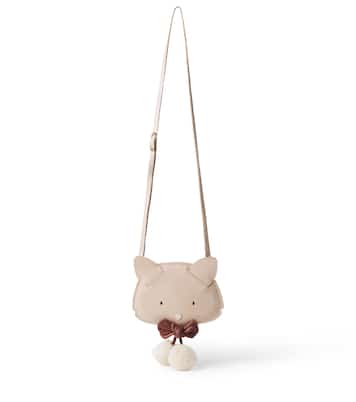 Pua pompom-trimmed metallic leather backpack | Donsje