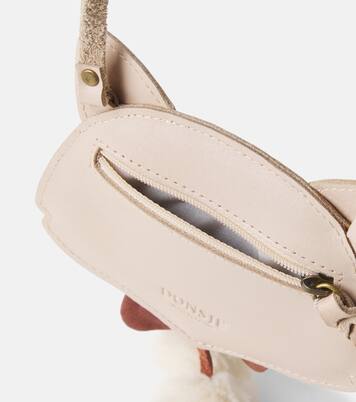 Pua pompom-trimmed metallic leather backpack | Donsje