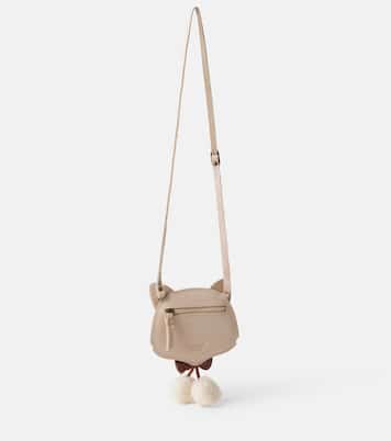 Pua pompom-trimmed metallic leather backpack | Donsje