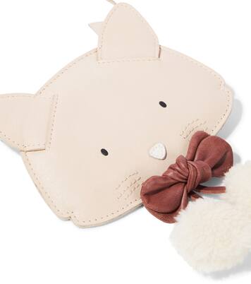 Pua pompom-trimmed metallic leather backpack | Donsje