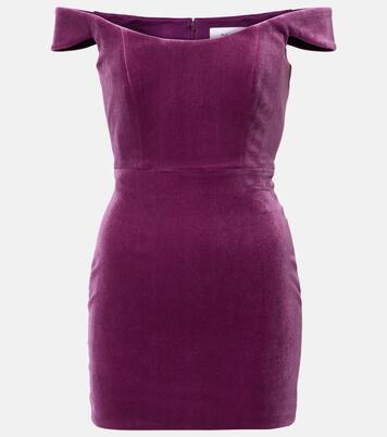 Robe en velours à encolure bardot | Alex Perry