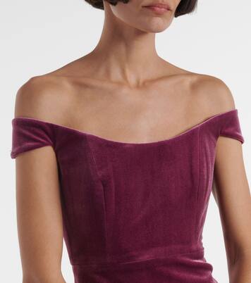 Robe en velours à encolure bardot | Alex Perry