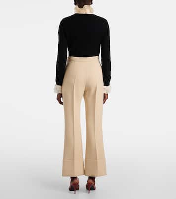 Virgin wool crêpe flared pants | Valentino