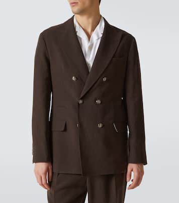 Double-breasted linen suit | Brunello Cucinelli