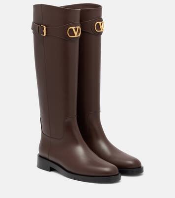 VLogo leather knee-high boots | Valentino Garavani