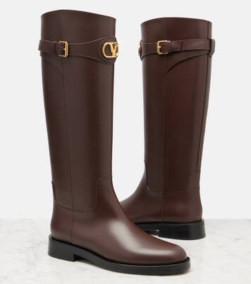 VLogo leather knee-high boots | Valentino Garavani