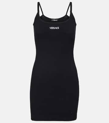 Logo cotton-blend minidress | Versace