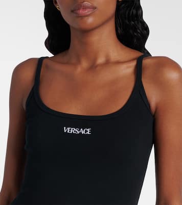 Logo cotton-blend minidress | Versace