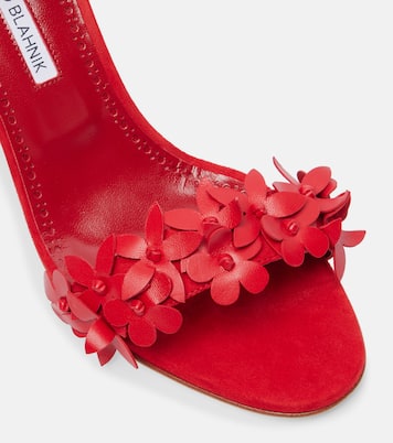 Anista floral-appliqué leather sandals | Manolo Blahnik