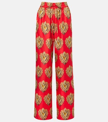Pantalon palazzo imprimé à taille haute en soie | Dolce&Gabbana