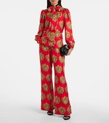 Pantalon palazzo imprimé à taille haute en soie | Dolce&Gabbana