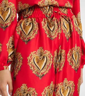Pantalon palazzo imprimé à taille haute en soie | Dolce&Gabbana