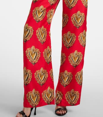 Pantalon palazzo imprimé à taille haute en soie | Dolce&Gabbana