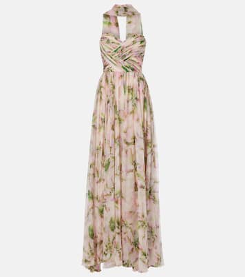 Floral silk chiffon gown | Monique Lhuillier