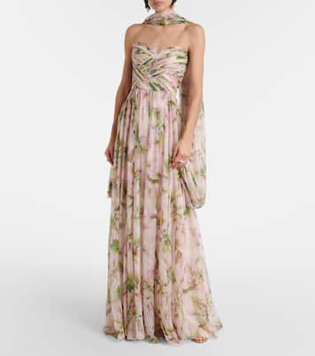 Floral silk chiffon gown | Monique Lhuillier