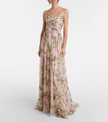 Floral silk chiffon gown | Monique Lhuillier