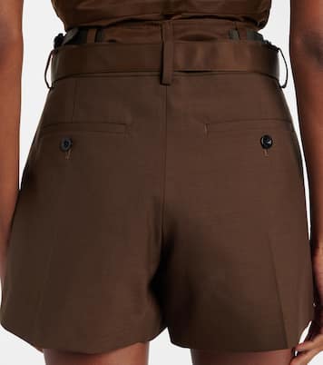 Belted satin-trimmed shorts | Sacai