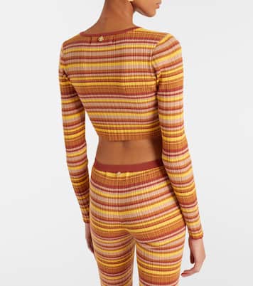 Ann ribbed-knit striped cropped cardigan | Bananhot