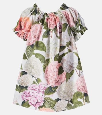 Abito in cotone con stampa floreale | Dolce&Gabbana Kids
