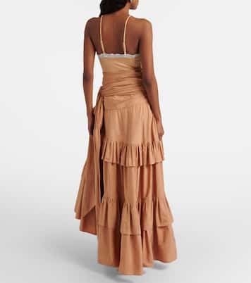 Asymmetric ruffled cotton maxi skirt | Chloé