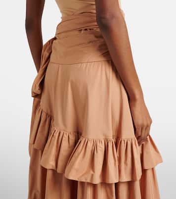 Asymmetric ruffled cotton maxi skirt | Chloé