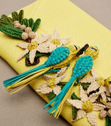 Birdsong Small raffia clutch | Aquazzura