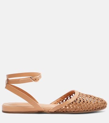 Filothea leather-trimmed raffia slingback flats | Ancient Greek Sandals