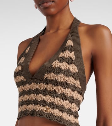 Striped knitted cotton crop top | Valentino