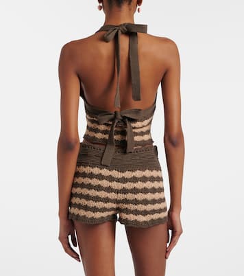 Striped knitted cotton crop top | Valentino